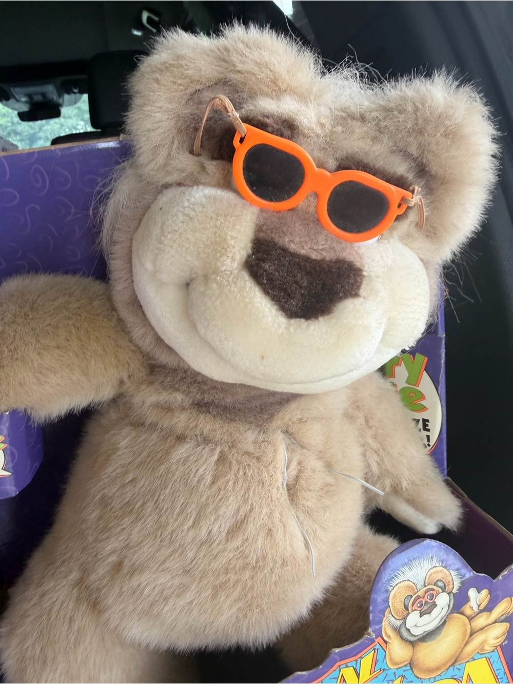 Mattel Beige Plush Bear with Orange Sunglasses